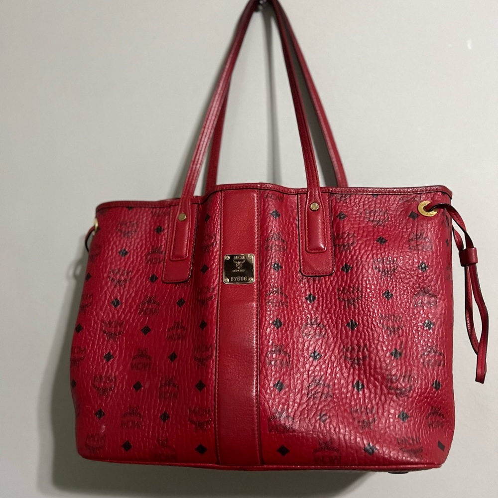 Used MCM Liz Reversible Red Visetos Tote